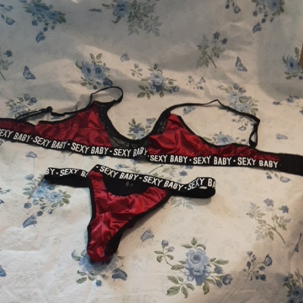 Red Lingerie Set with Black Trim